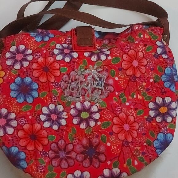 Desigual Floral Faux Fur Crossbody Bag Boho Chic Colorful Winter Retro Festival - Picture 1 of 10